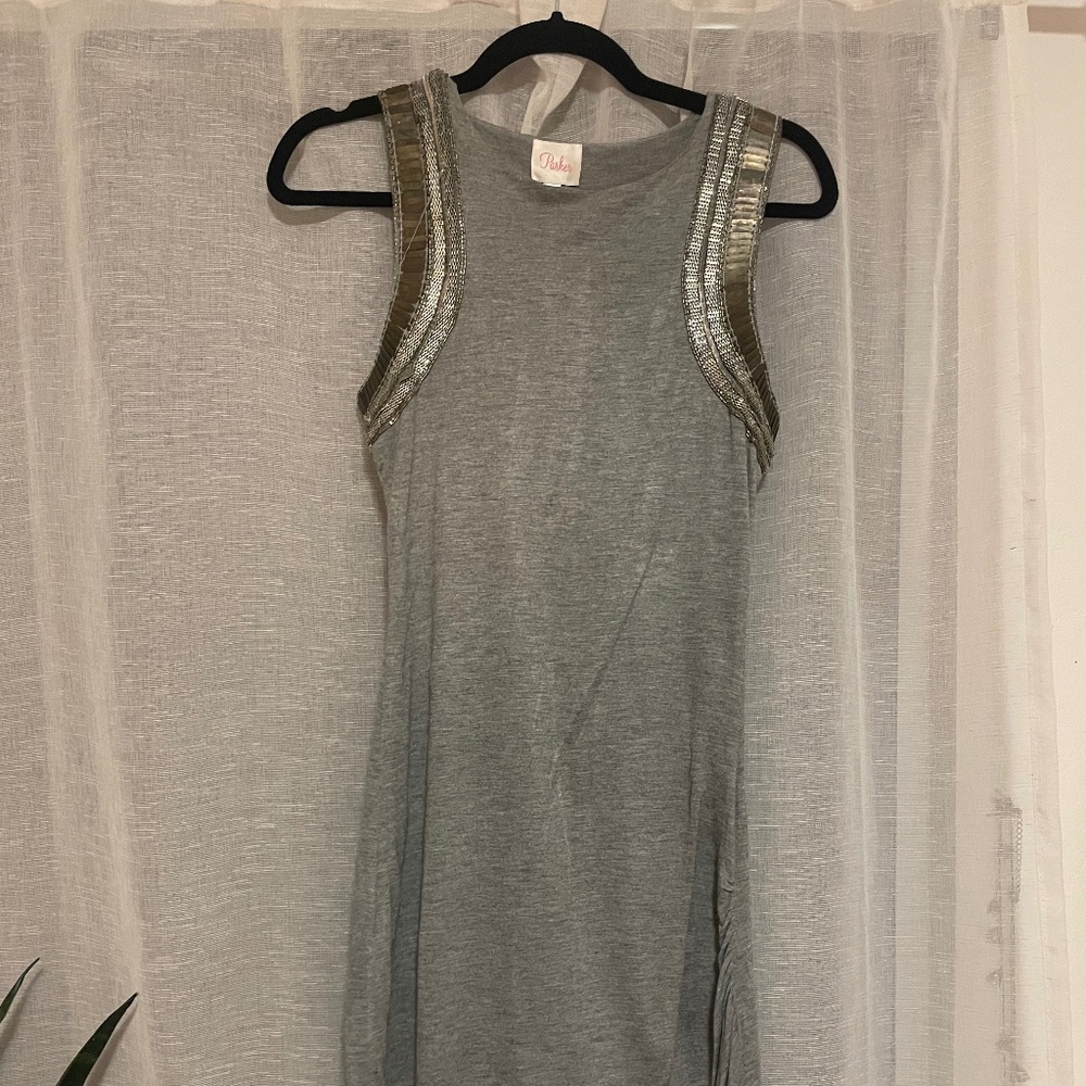 Fitted dress with metallic embellishments